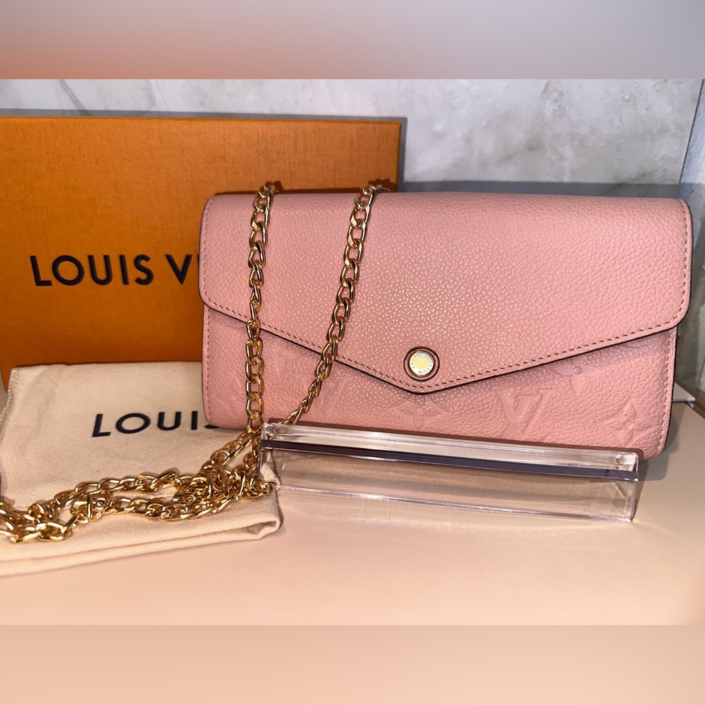 AUTHENTIC Louis Vuitton Blush Pink  Empreinte Leather Wallet on a chain
